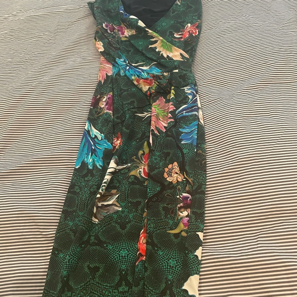 Roberto Cavalli  Dress in Green and Blue Floral